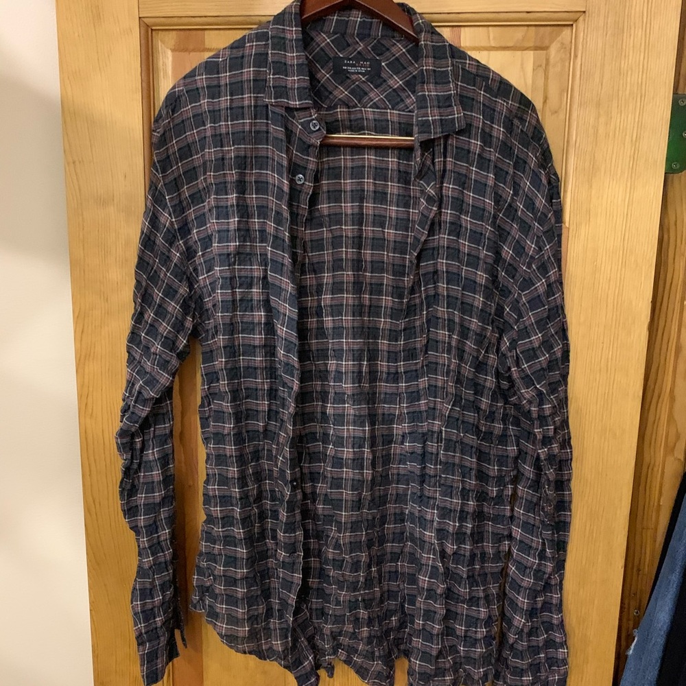 Zara Spain Basic Thin Button Down Shirt - image 1